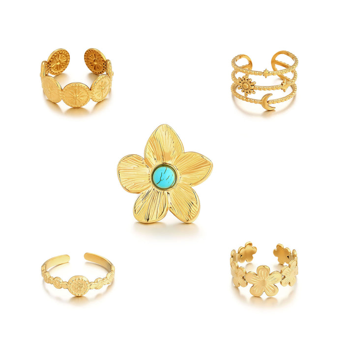 Wholesale Turquoise Personalized Stainless Steel Adjustable Rings