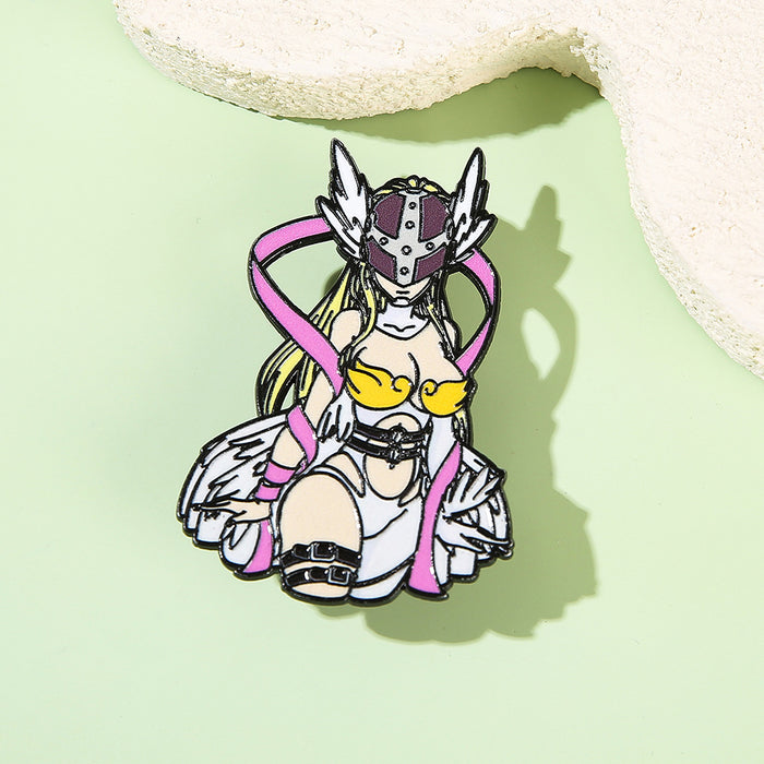 Wholesale Electroplated Metal Digimon Angewomon Anime Lapel Pin Brooch Cartoon Badge For Backpack Bag Party Gift