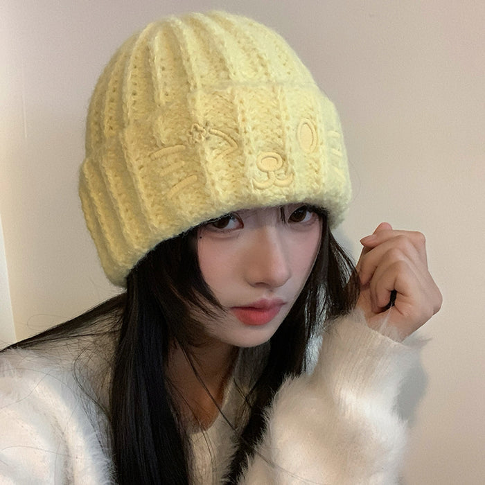 Wholesale Cute cat cartoon embroidered knitted hat