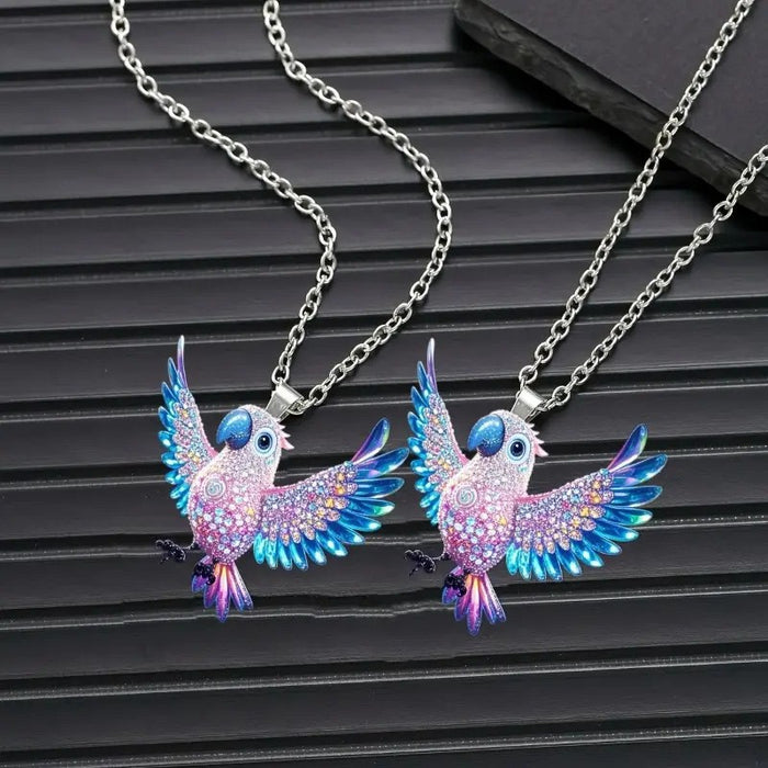 Wholesale Acrylic Colorful Parrot Bird Pendant Necklace with Ball Chain Fashion Jewelry Accessory