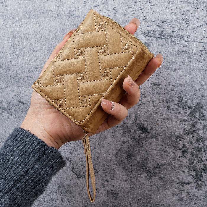 Wholesale PU Embroidered Love Short Wallet Women' s Card Holder Daily Matching Fashion Accessory MOQ≥3