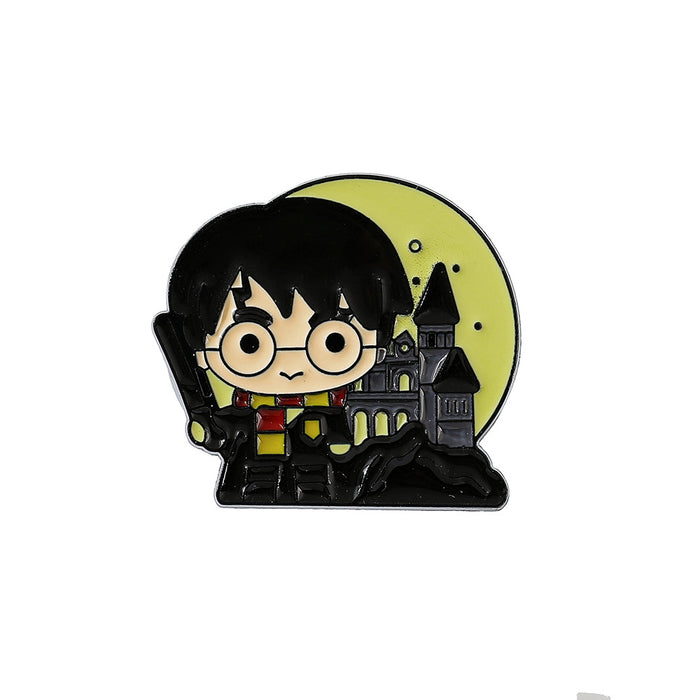 Wholesale Trendy Cute Cartoon Magic Character Riding Broom Metal Brooch Pin Stylish Jewelry Accessory