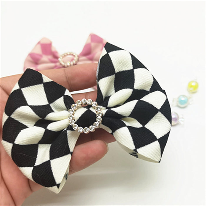 Wholesale Fabric Black and White Plaid Bow Clogs Accessories JDC-SC-JinHao007