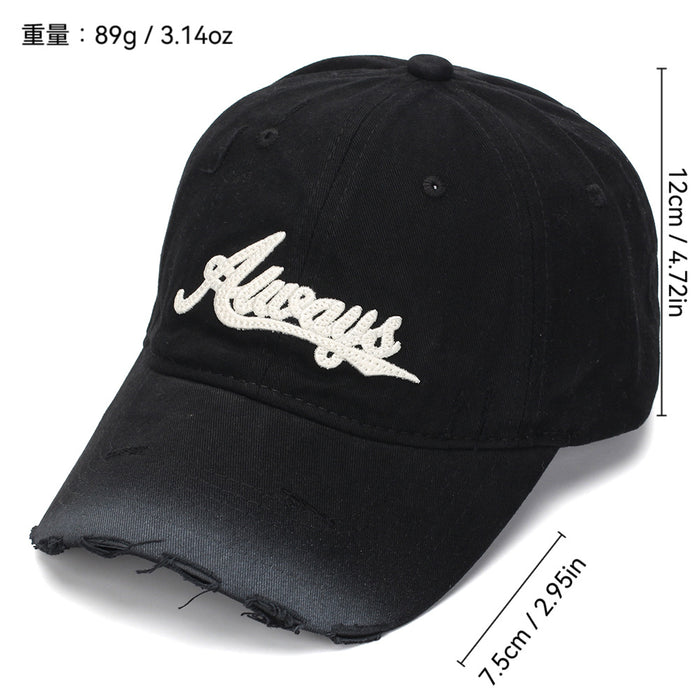 Wholesale Distressed Embroidered Baseball Cap - Always Design Unisex Casual Sun Hat for Everyday Wear