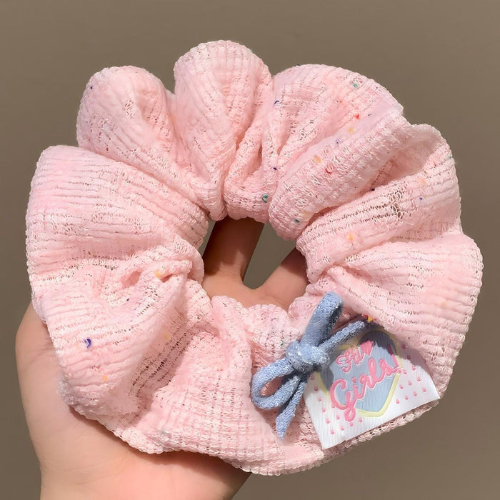 Wholesale Blue and pink bow knot knitted hair scrunchies