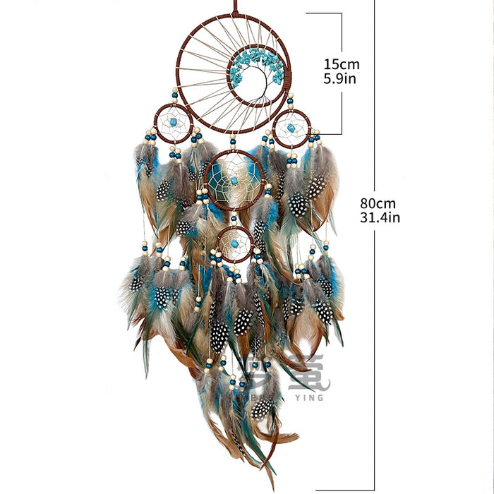 Wholesale Tree of Life Dream Catcher Wall Hanging Colorful Feather Beaded MOQ≥2