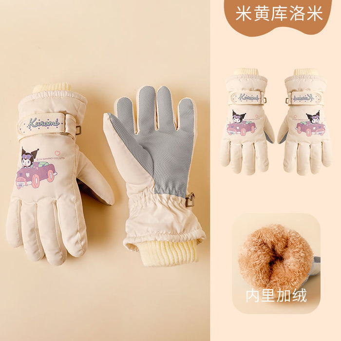 Wholesale Children's Ski Gloves Winter Baby Cute Warm Plus Velvet Thickened Boys and Girls Playing Snow Waterproof JDC-GS-Zaix001