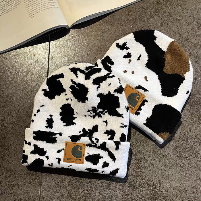 Wholesale Autumn and Winter Cow Pattern Knitted Wool Hats JDC-FH-Moxi001