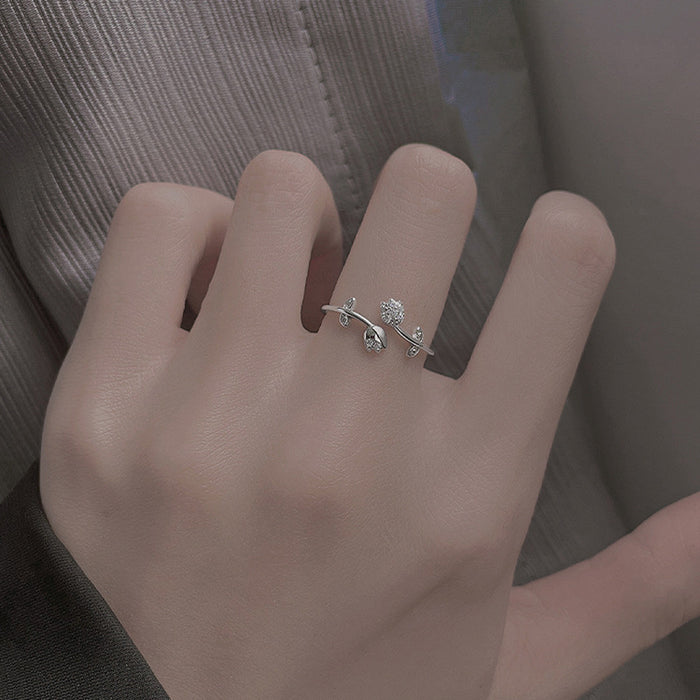 Wholesale Diamond Tulip Ring Personality Elegant National Tide Temperament