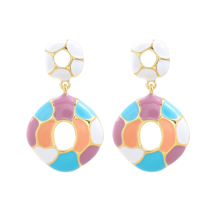 Wholesale Alloy Drop Oil Color Matching Bohemian Style Earrings JDC-ES-JL208