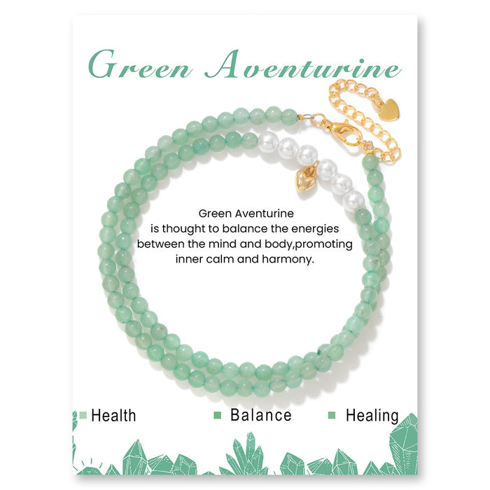 Wholesale 4mm stone bead necklace with heart pendant a choker style necklace