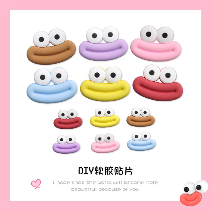 Wholesale 5pcs Big Small size cartoon sausage mouth eyes charger protective cover plush toy hairpin phone case accessories