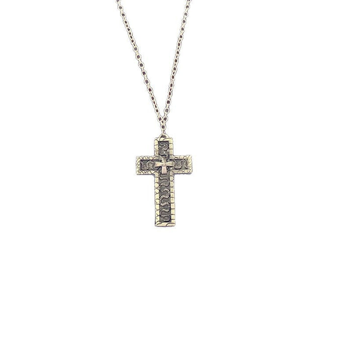 Wholesale Retro openable double-layer cross snake necklace holiday gift pendant
