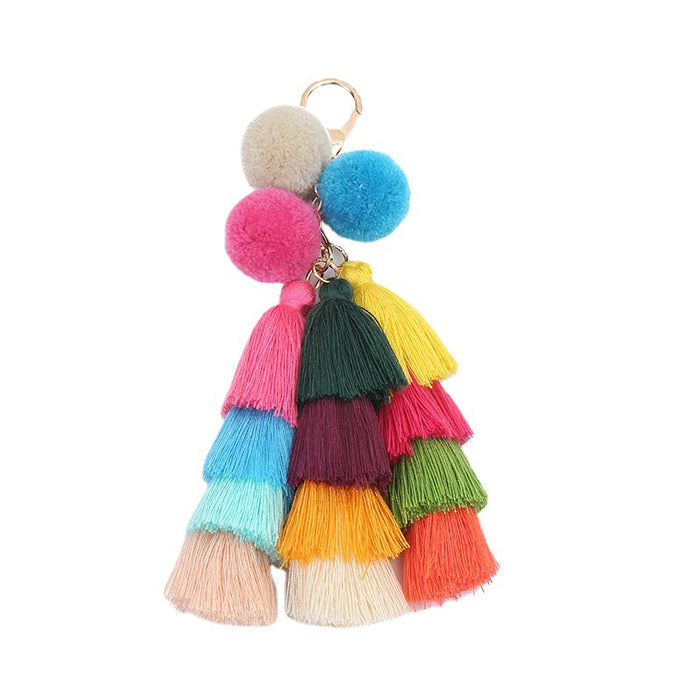 Wholesale Colorful Polyester Tassel Pendant Keychain JDC-KC-ZhenZhen001