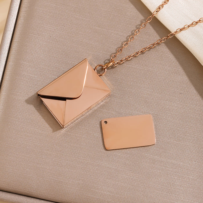 Wholesale envelope necklace titanium steel lettering love envelope pendant design necklace
