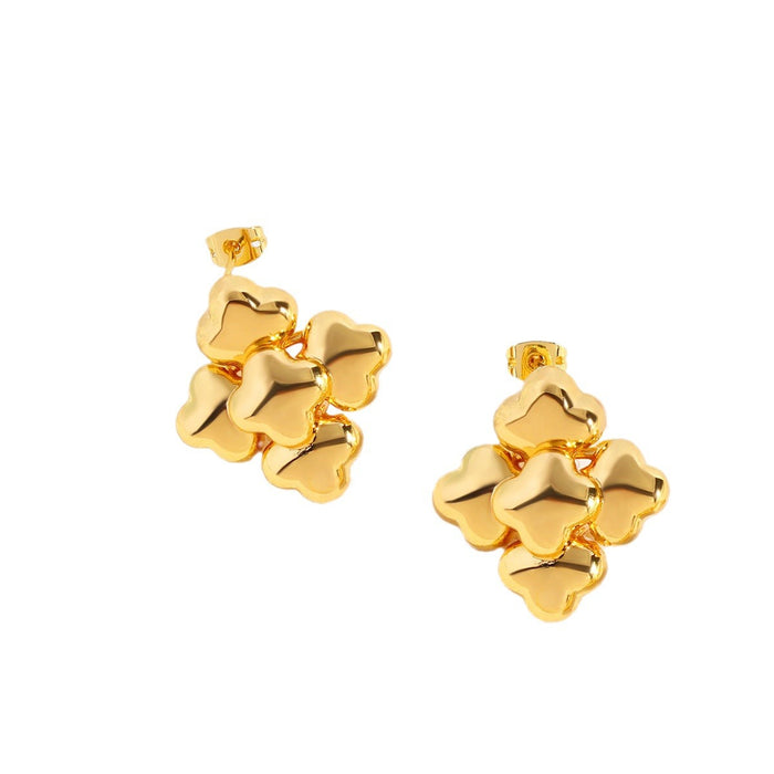 Wholesale Copper Gold Plated Square Polished Earrings JDC-ES-BaiTian015