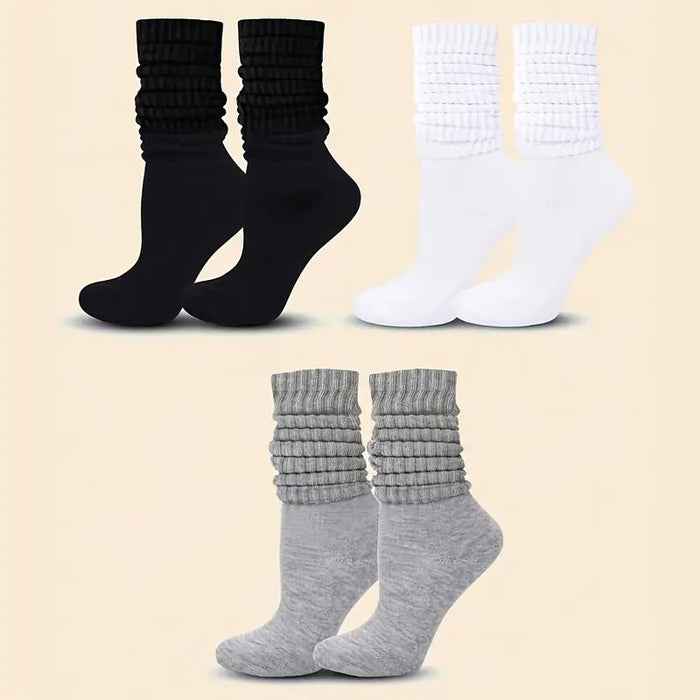 Wholesale Long Barrel Stacked Socks Solid Color Autumn and Winter Women' s Thick Warm Calf Socks