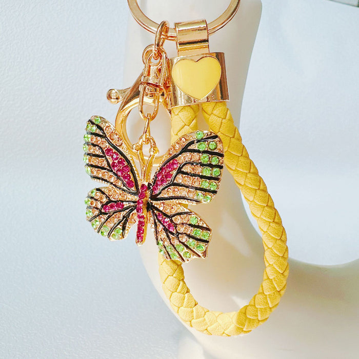 Wholesale Rhinestone Painted Colorful Butterfly Zinc Alloy Keychain JDC-KC-ZhanLun007