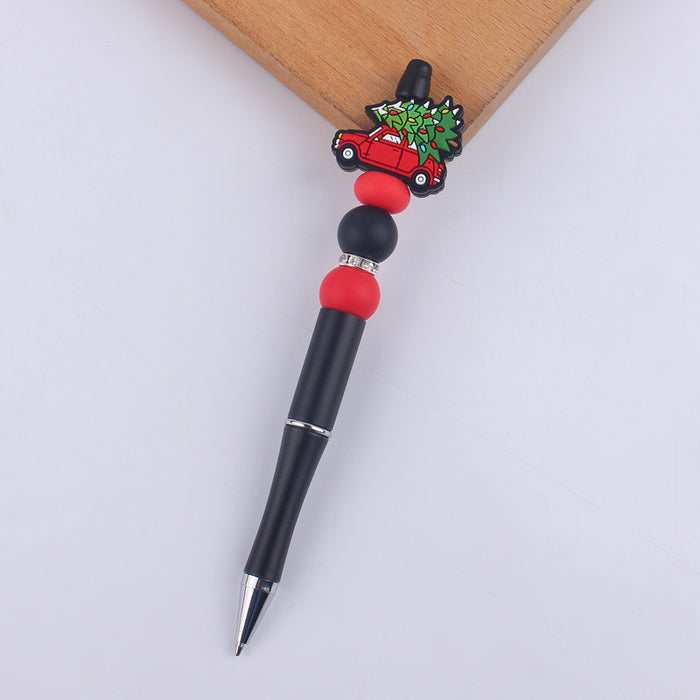 Wholesale Cartoon Christmas Santa Claus Silicone Plastic Bead Pen JDC-PN-GuangTian011