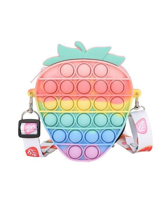 Wholesale Cute Silicone Crossbody Wallet for Girls Red Strawberry Bow Design