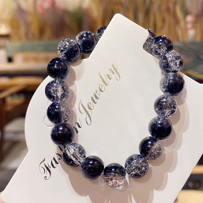 Wholesale Glass Bead Bracelet Deep Sea Blue Two-Color Unisex Fashion Accessory MOQ≥3
