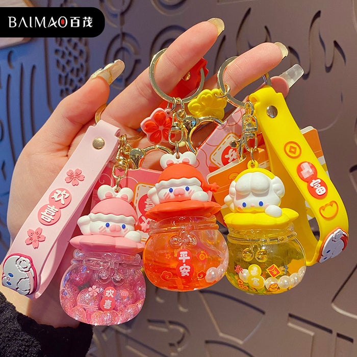 Wholesale Oil in Keychain Trendy Exquisite Drifting Bottle Couple Keychain Pendant