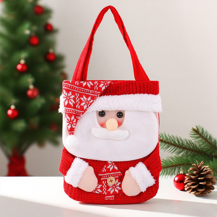 Wholesale Christmas knitted gift bag cute cartoon red f snowman old man candy tote bag Christmas decoration