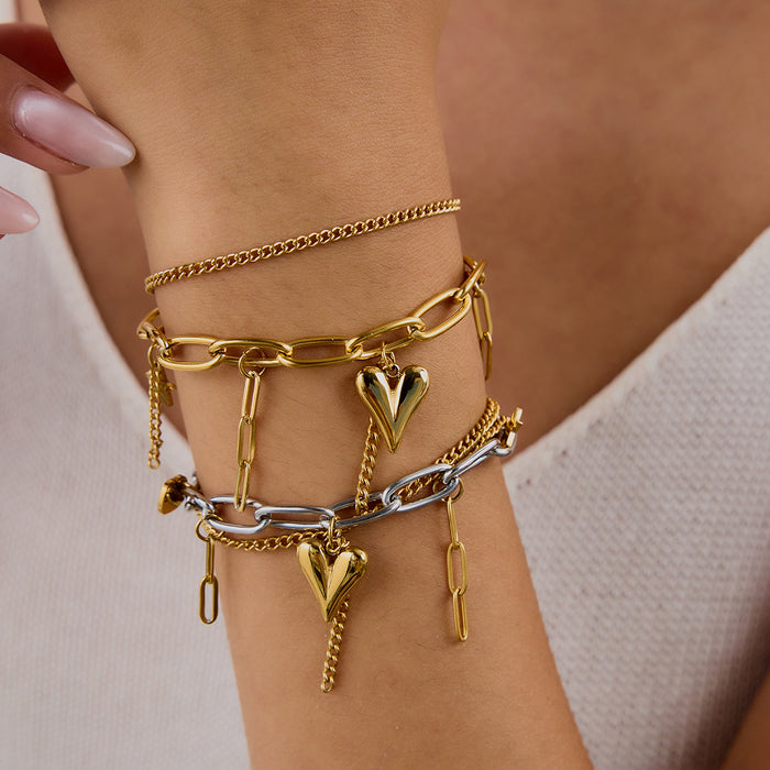 Wholesale Luxury Niche Stainless Steel Love Heart Bracelet