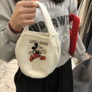 Wholesale Lamb Plush Handbag Women's Cartoon Printed Wool Shoulder Crossbody Tote Bag