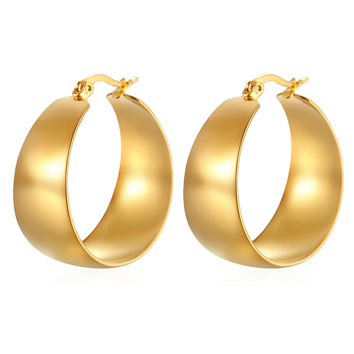 Wholesale Widened curved stainless steel women's earrings 18K gold plated