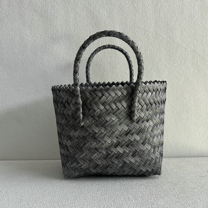 Wholesale Hand-Woven Handbag Large Capacity Plastic Woven Basket Small Square Bag Accompanying Gift Bag Simple Portable All-Match Women's Bag