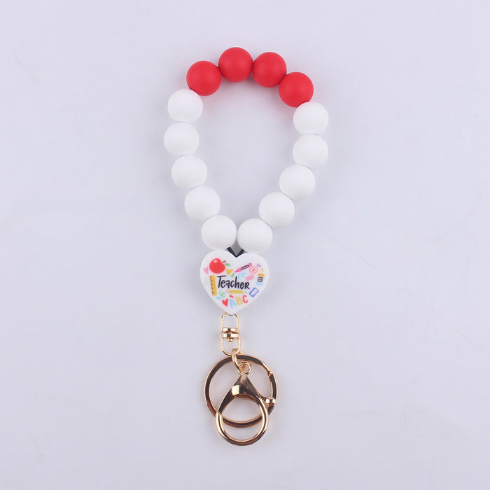 Wholesale Love Teacher Silicone Beaded  Wristlet Keychain JDC-KC-GuangTian017