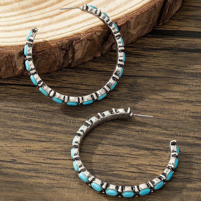 Wholesale Retro Geometric Circle Cactus Earrings