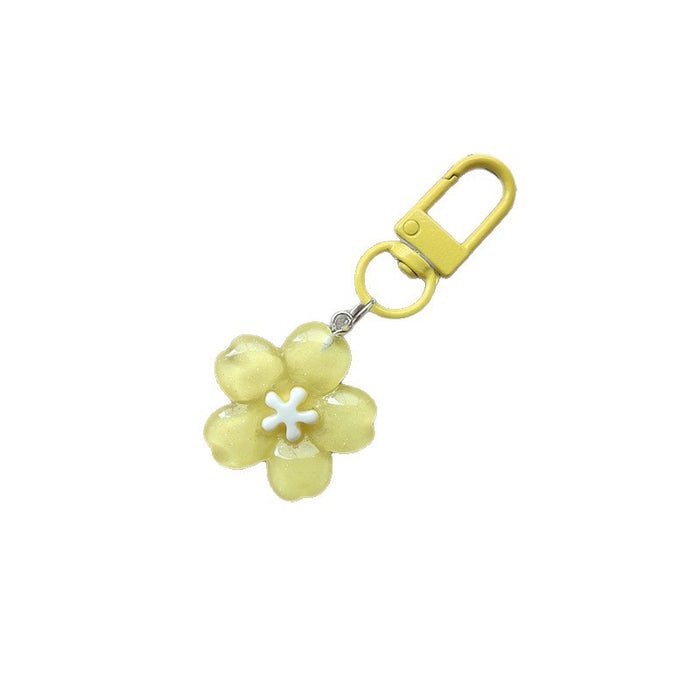 Wholesale Flower Resin Keychain Colorful Translucent Pendant Bag Charm Friend Gift
