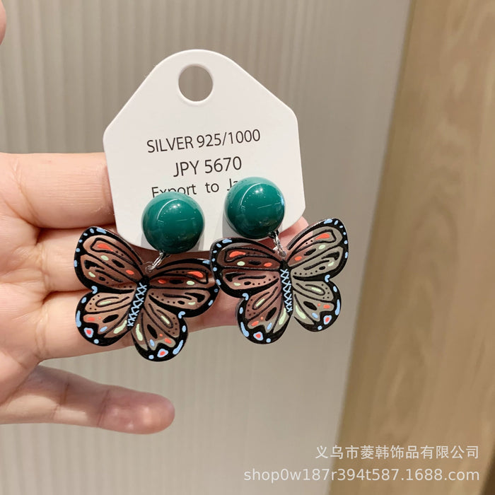 Wholesale Handmade silver needle versatile butterfly earrings