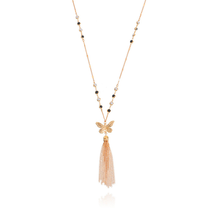 Wholesale Butterfly Long Tassels Alloy Necklace JDC-NE-ZuoW001