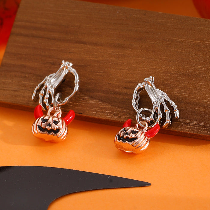 Wholesale Niche Design Personalized Simple  Ghost Hand Pumpkin Head Earrings
