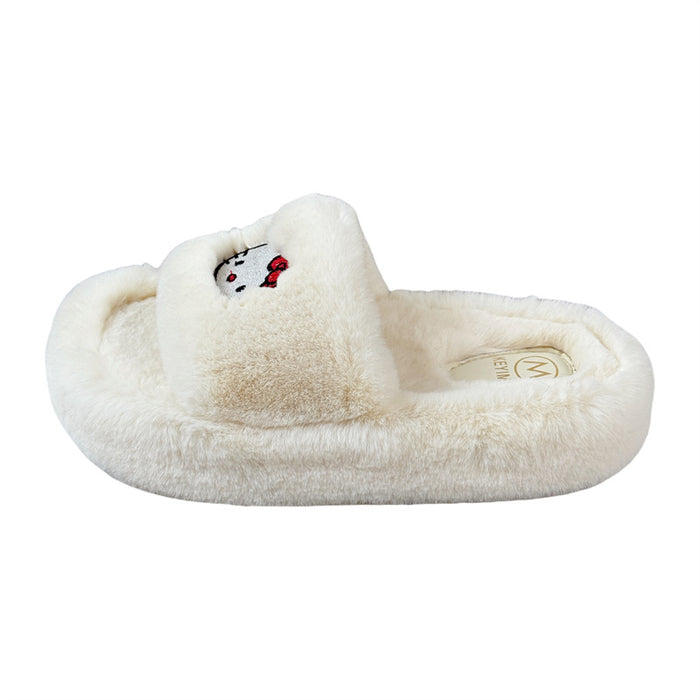 Wholesale Embroidered cat fur slippers autumn and winter cute soft sole home