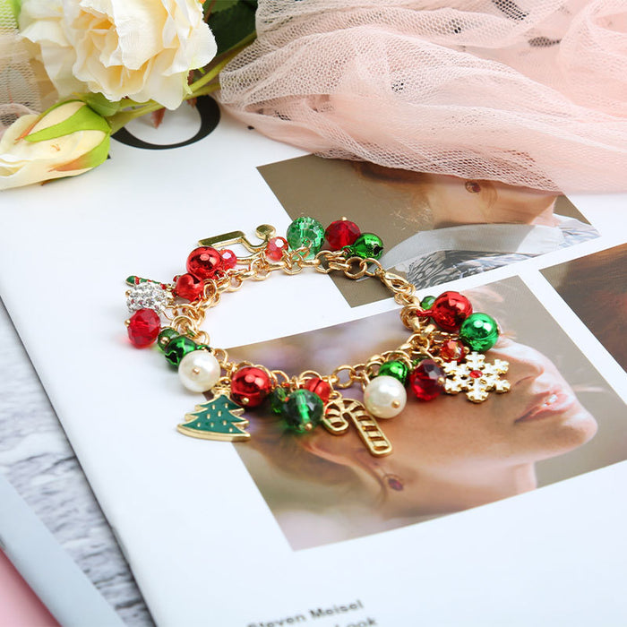 Wholesale Christmas Crystal Beads Alloy Gift Bracelet