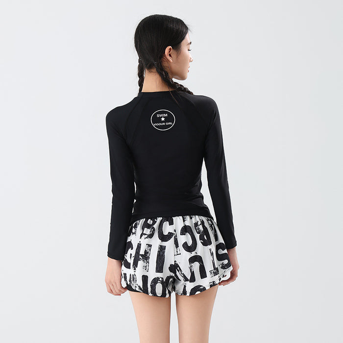 Wholesale Letter long sleeved split swimsuit women's swimming pool special swimsuit women's two-piece swimsuit set