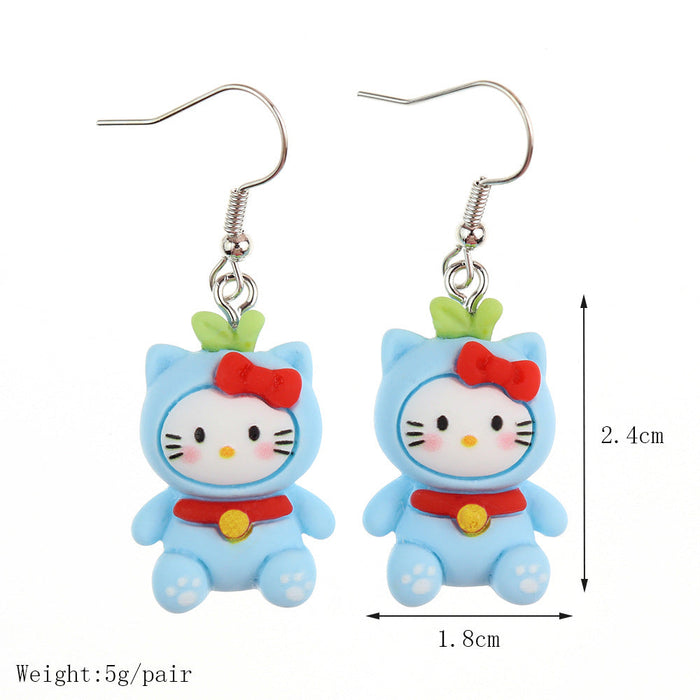 Wholesale Resin Earrings Cute Cartoon Bear Kitty Kitten (S) JDC-ES-niqing026