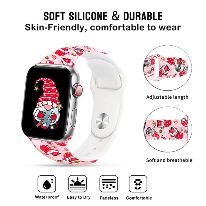 Wholesale Cartoon Christmas Silicone Strap Suitable for Apple Watch Strap JDC-WD-NuoQi005