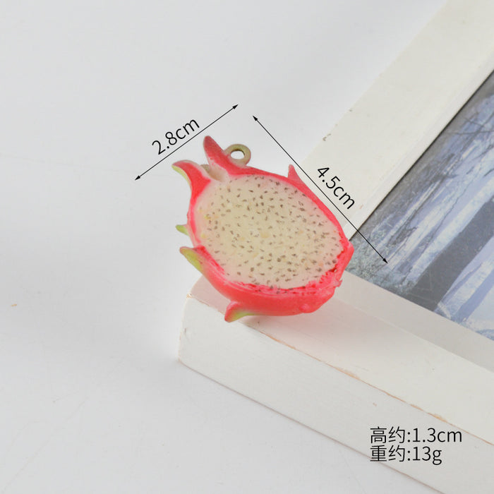 Wholesale PVC Fruit Keychain Bag Charm Simulated Dragon Fruit Decorative Accessory Trendy Gift