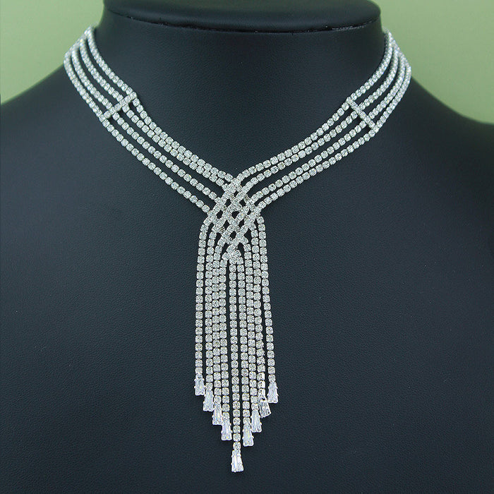 Wholesale Multi-layer Tassel Rhinestone Zircon Clavicle Necklace Personalized Fashion Necklace