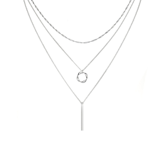 Wholesale Women' s multi-layer circle long stick necklace new arrival personalized stacking autumn and winter three-layer necklace set