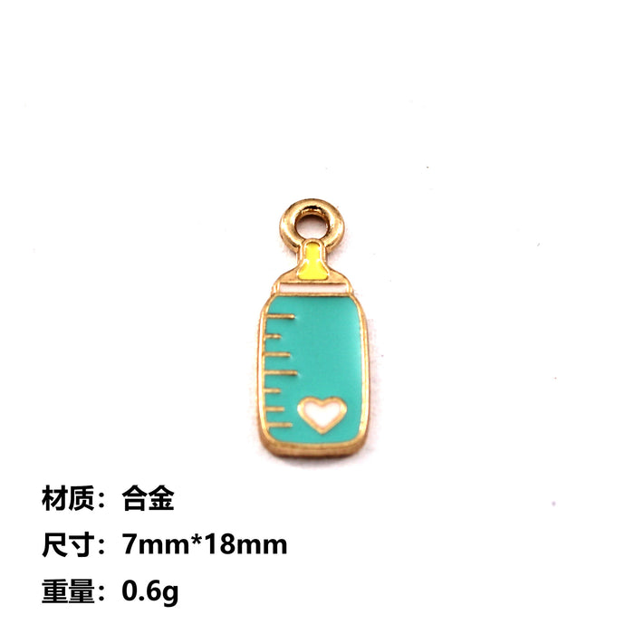 Wholesale 10pcs baby clothes baby bottle feet basketball alloy oil earrings pendant key chain pendant jewelry accessories