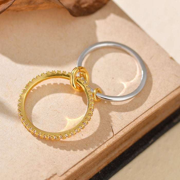 Wholesale S925 Sterling Silver Circumference Diamond Double Layer Jewelry Ring