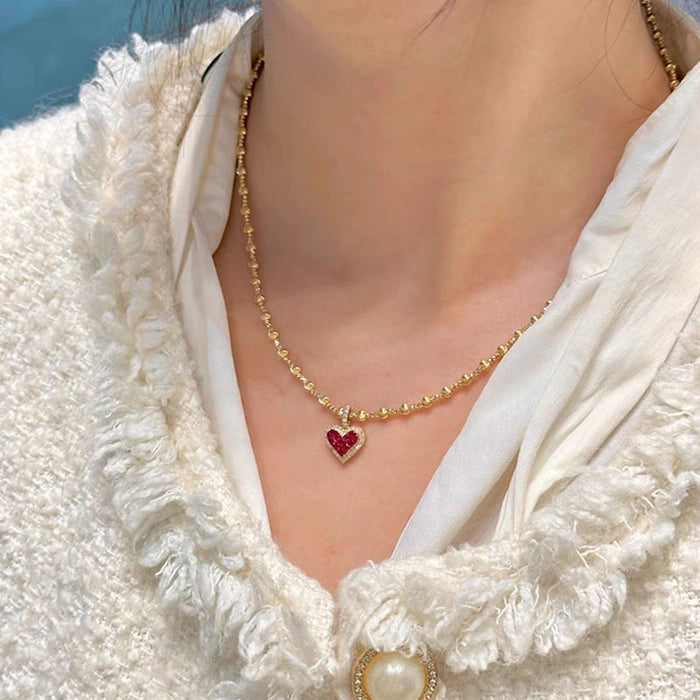 Wholesale Diamond Red heart necklace choker necklace