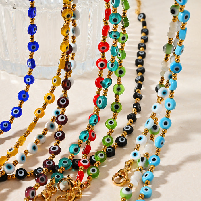 Wholesale Classic Hot Selling Devil's Eye Foot Chain Resin Flat Bead Stainless Steel Accessories Evil Eye Foot Accessories
