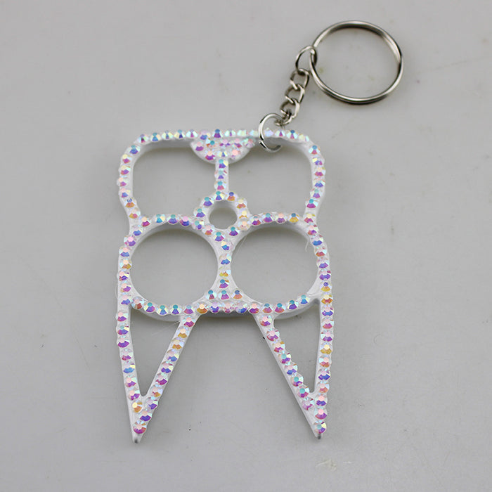 Wholesale Black Alloy Rhinestone Self Defense Keychain For Everyday Carry Gift
